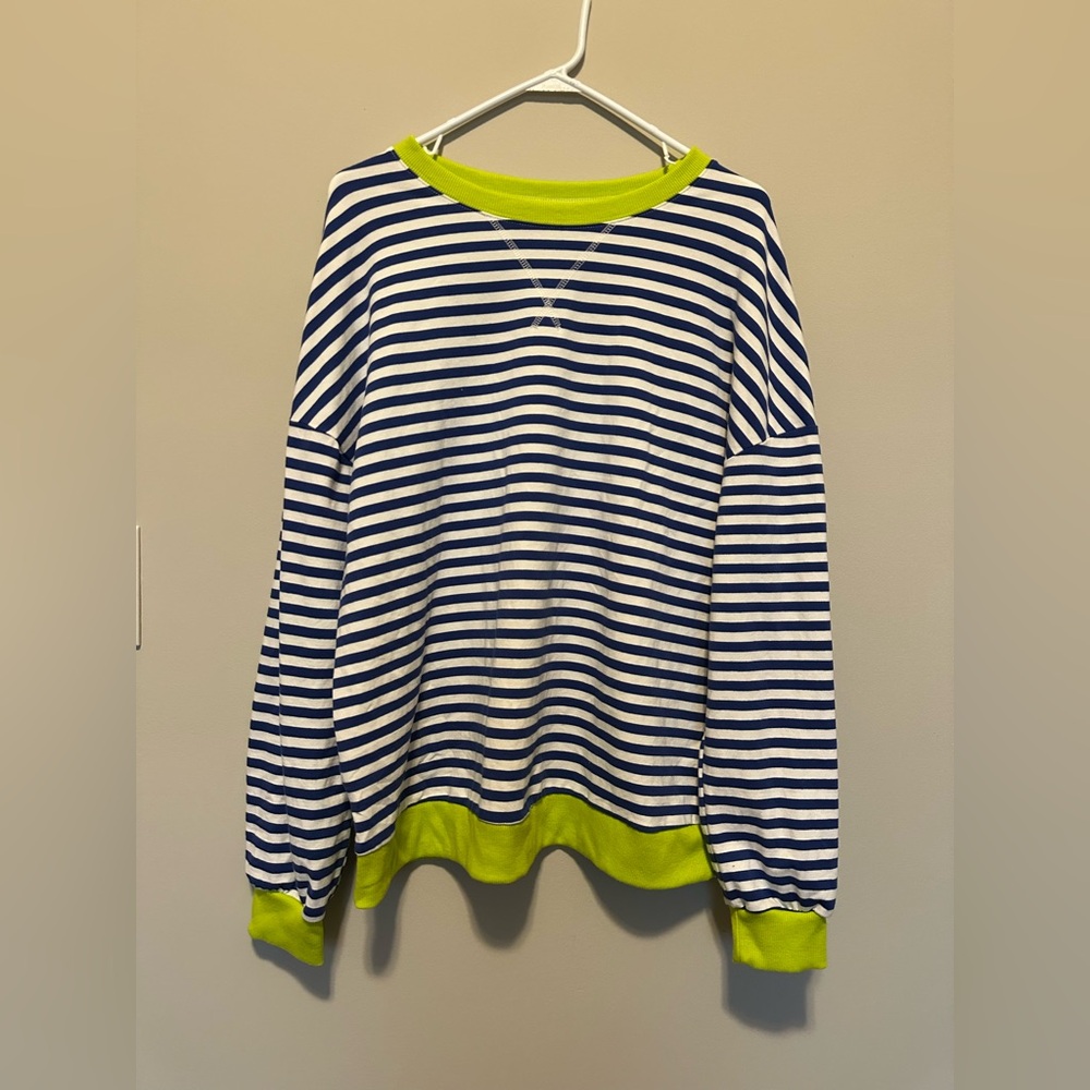 Amazon Blue and White Boxy Long Sleeve Hoodie